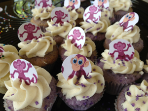 purple monkey cupcakes